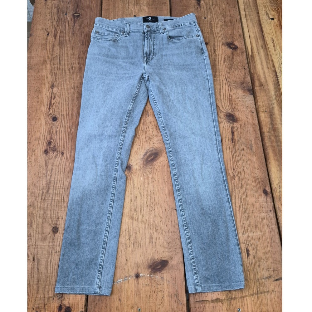 7 For All Mankind Paxtyn Skinny Jeans Light Grey Denim Size 30